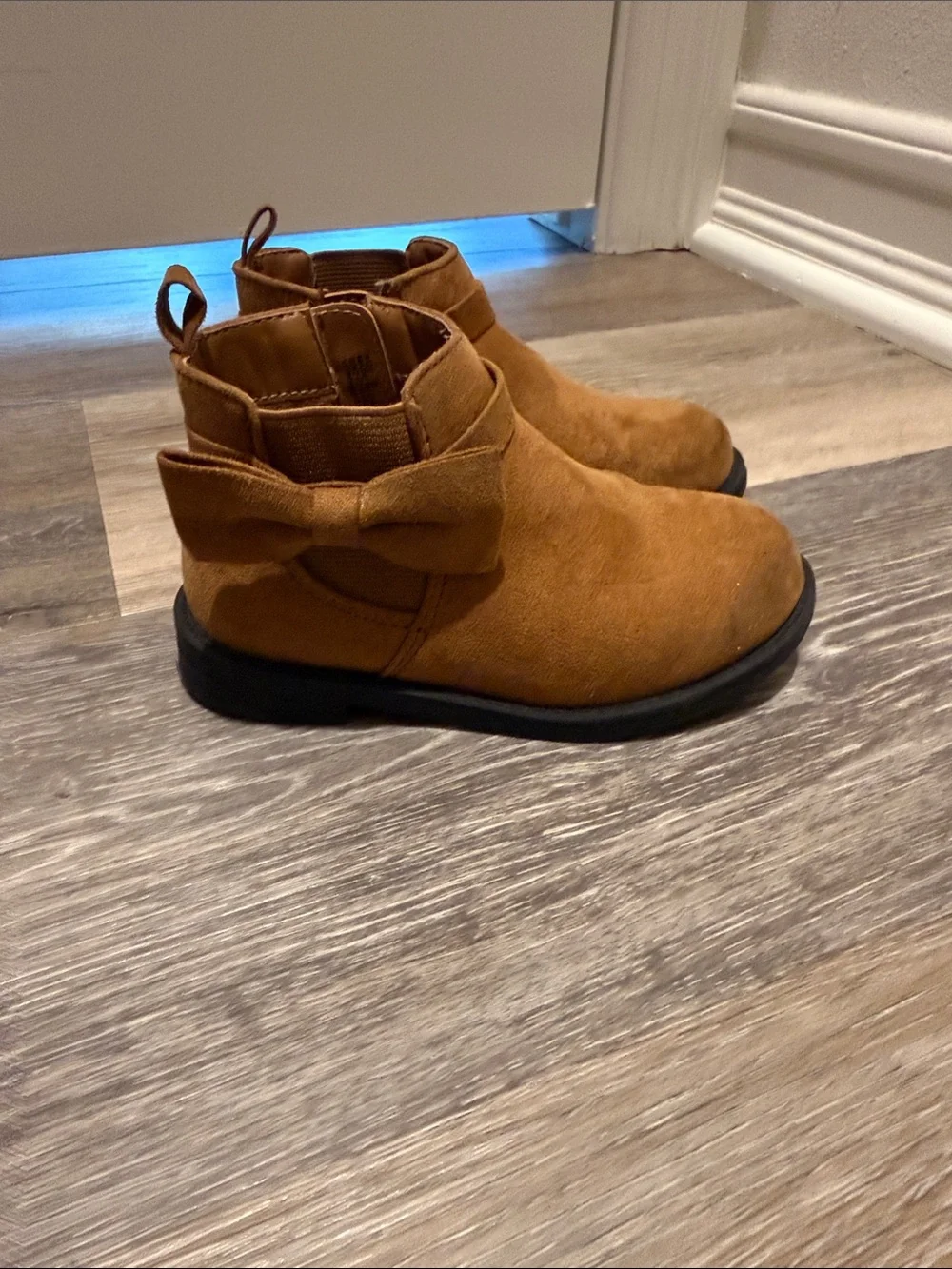 GAP Kids Brown Suede Bow Ankle Boots with Bow Detail